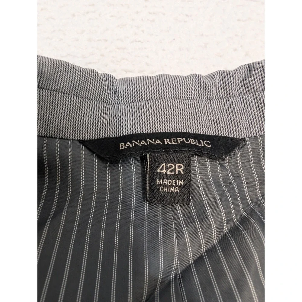 Banana‎ Republic Blazer Mens 42R Pin Striped Gray Reg Fit Wool Cotton Blend